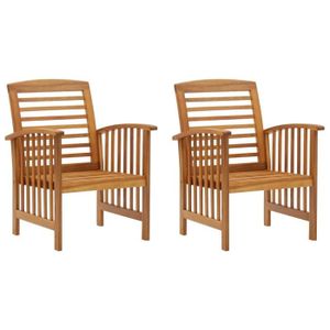 FAUTEUIL JARDIN  Lot de 2 Chaises de jardin fauteuils de jardin - Confortable Contemporain - Bois d'acacia massif