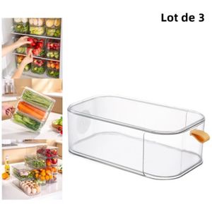 mDesign bac de rangement pour frigo, étagère ou congélateur (lot de 4) – bac  alimentaire avec grande ouverture en plastique sans BPA – rangement frigo  pour légumes, conserves, etc. – transparent 