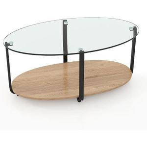 Table ovale plateau verre - Brin d'Ouest