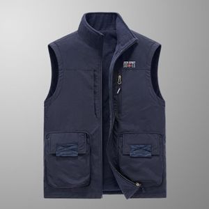 QCBH Gilet Multi-poches En Molleton Grande Taille Pour Hommes