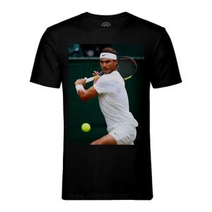 T-SHIRT T-shirt Homme Col Rond Noir Revers Puissant Rafael Nadal Tennis Superstar Sport
