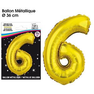 Ballon Aluminium - Ballon Chiffre 6 - Or - 70cm - Incl. Paille