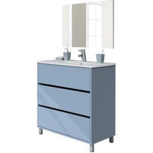 MEUBLE VASQUE - PLAN Meuble de salle de bain avec 3 portes coloris bleu