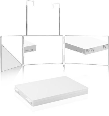 Miroir 360° avec lumières LED, Self Cut Mirror 3 Faces Rechargeable