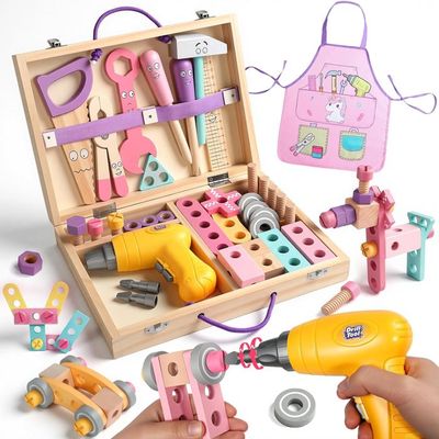Montessori 3 Ans Jouet En Bois Outil, Coffret à Outils En Bois Pour Montessori 3 Ans Jouet En Bois Outil, Coffret à Outils En Bois Pour