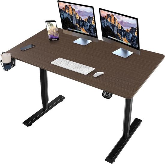 Bureau électrique Assis-debout - 120 Cm - Noir - Avec Tiroir Et Prise USB-C - Neuf