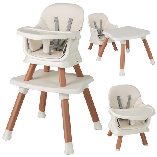 Chaise Haute Bébé 6 En 1 Convertible - Chaise, Rehausseur, Bureau, Table - Harnais 5 Points, Plateau Amovible