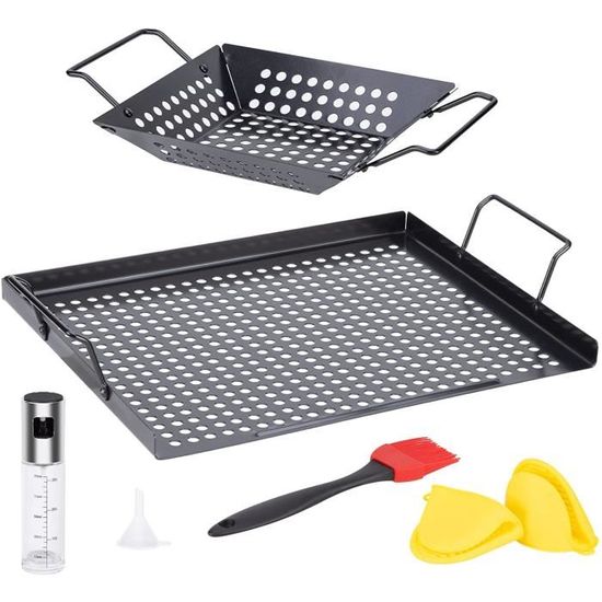 Panier Barbecue 2 Paniers Grill Barbecue Acier Inoxydable - Cylindre Roulant Pour Légumes, Viandes, Crevettes - Accessoire BBQ Accessoire BBQ Camping