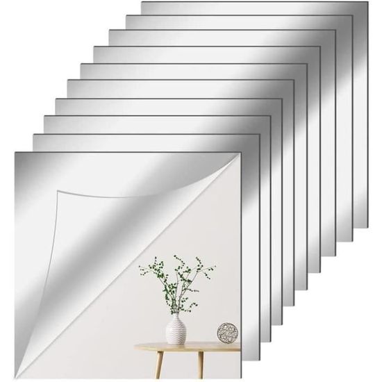 Lot De 6 Miroirs Muraux Autocollants 20x20cm - Acrylique Flexible Incassable - Déco Salon, Salle De Bain, Chambre