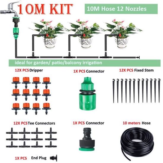 Système D'irrigation Jardin 40M+10m Automatique Kit Goutte 299Pcs Convient Aux, Pelouses