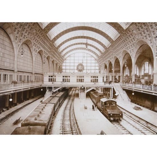 Poster Affiche Gare D'Orsay Paris 1900 Photo Rare Vintage Ancien Train 31cm x 43cm