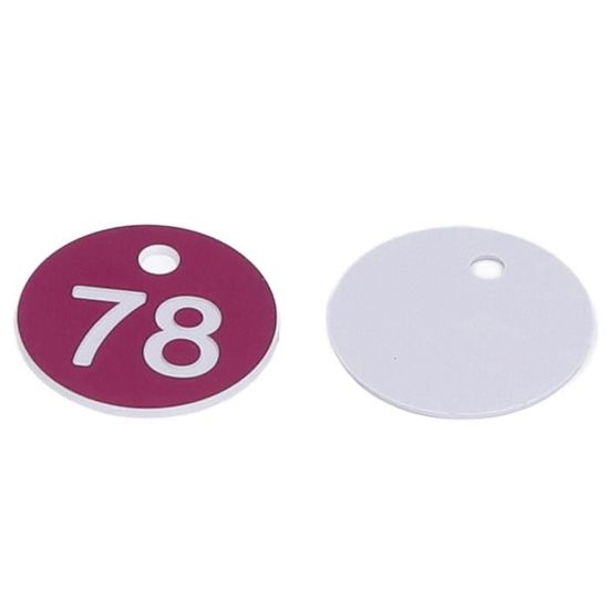 50 étiquettes Numérotées Pour Ruche - ABS, 3,6cm, Trou 4mm - Numéros 1 à 50, Violet, Apiculture, élevage