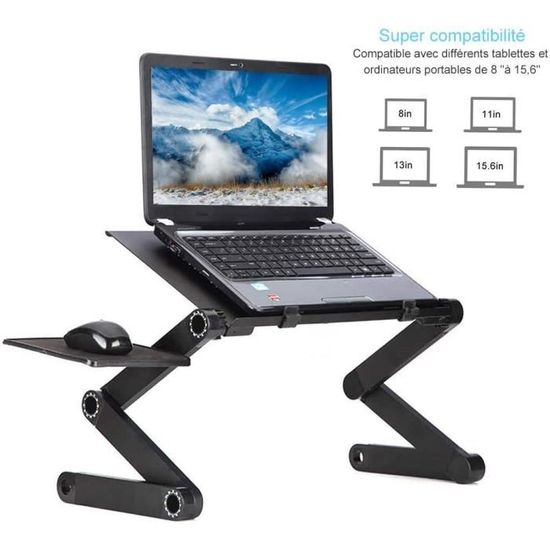 Support PC Table Ordinateur Portable Tablette, Table de Lit Pliable, Laptop  Stand à rotation à 360 Degrés Réglable