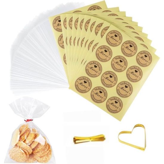 Sac Sachet Bonbon Sac Plastique Transparent Sachet Biscuit 100pcs Sac OPP  15 x 20 cm avec 100 Merci Étiquettes et Liens pour 250 - Cdiscount Au  quotidien