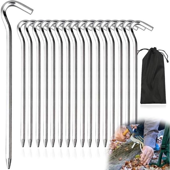 12 Piquets De Tente Ahsado 18cm - Sardines Camping En Alliage Léger Avec Pochette