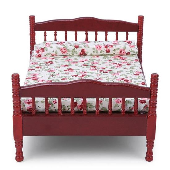 Lit Superposé 1:12 Pour Poupée – Meuble Miniature En Bois, 13,7 X 8,1 X 12 Cm – Déco Maison De Poupée, Cadeau Enfant (rose)
