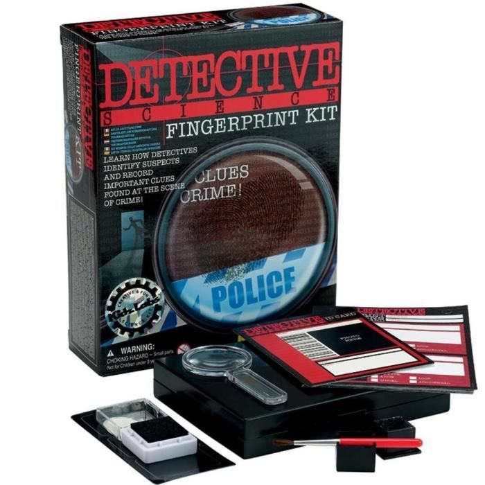 Kit de détective - Empreintes digitales - Noir et rouge - Enfant - Mixte
