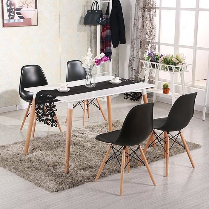 QIAN - Table de Salle à Manger Nordique pour Petit/Moyenne Appartement, Pieds de Bois massif Moderne et Simple - 110 x60 x75 cm Blan