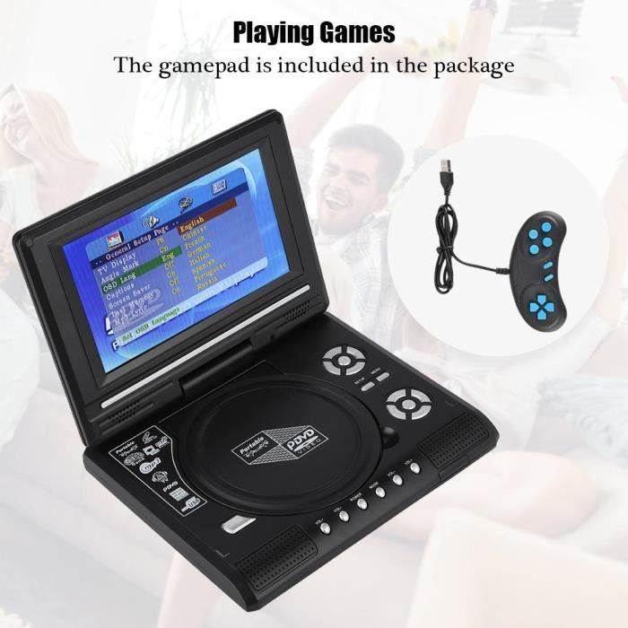 Lecteur dvd 7.8- lecteur DVD portable écran pivotant chargeur de voiture TV rechargeable Gamepad