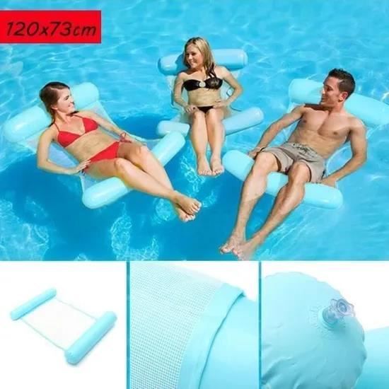 120x70cm Hamac Gonflable nautique Bouée Flottant en maille de l'eau Pliable Fauteuil Piscine PVC bleu - Yunstore