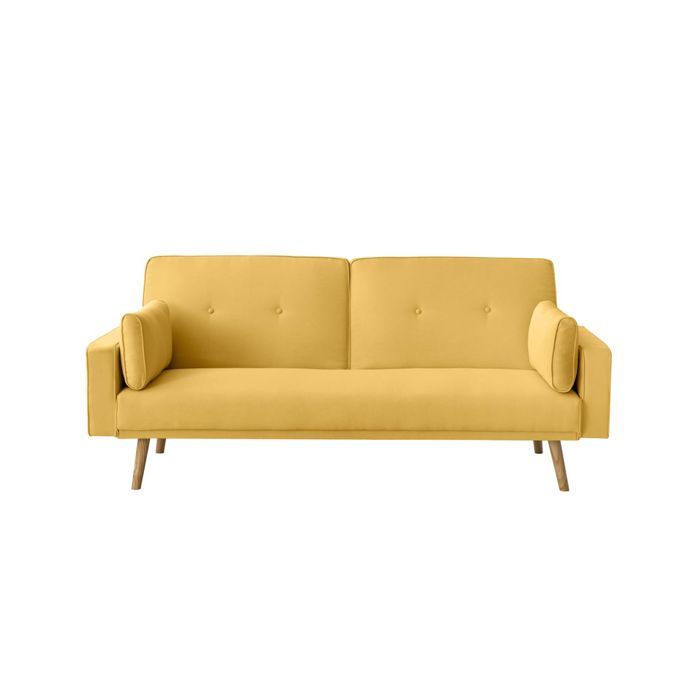 Canapé droit ELGA convertible 3 places en tissu - Jaune