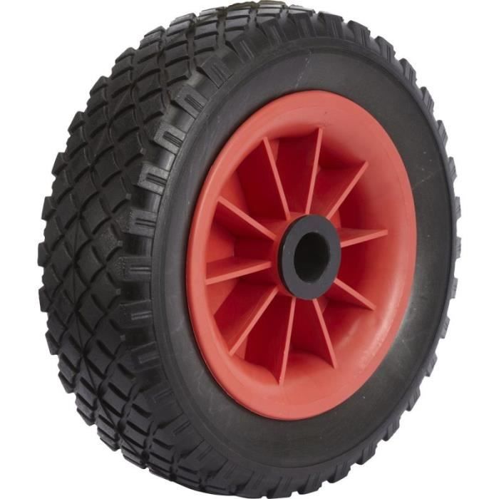 Roue increvable corps rouge 260 x 85 LM75 AL25 à rouleaux charge 150 Kg