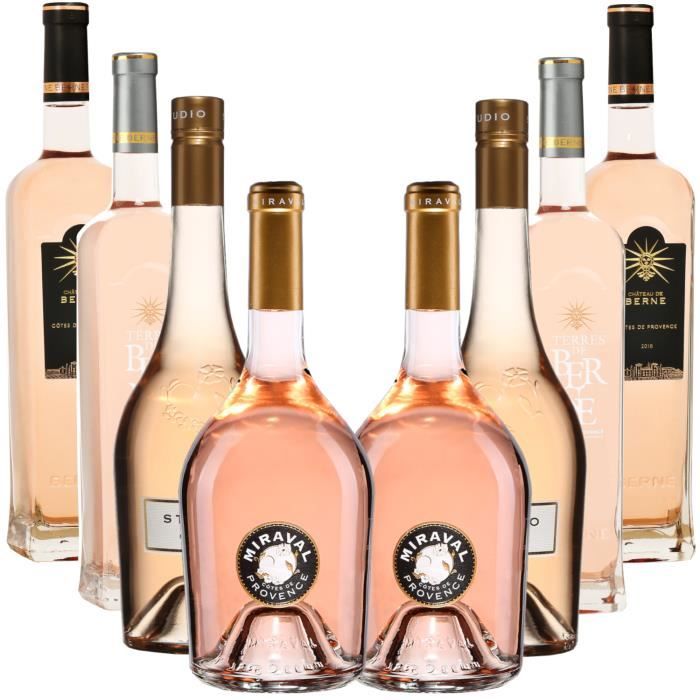 Best of Provence - Lot de 8 bouteilles - Berne : Terre*2 - Château*2 - Miraval : Studio*2 - Jolie-Pitt* - Côtes de Provence Rosé