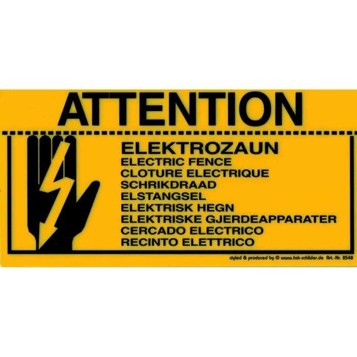 Panneau D'Avertissement - Clôture Électrique 9 Traduction - 308548 - Gr. 20 X 10 CM