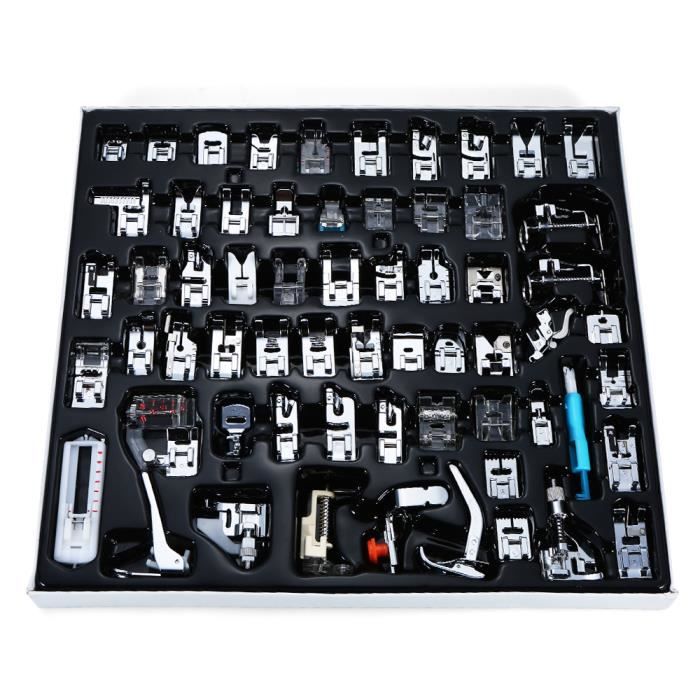 MACHINE A COUDRE,Kit de pieds pressoir domestique,62 pièces,Machine à coudre papillon,accessoires frère Singer,- 62pcs
