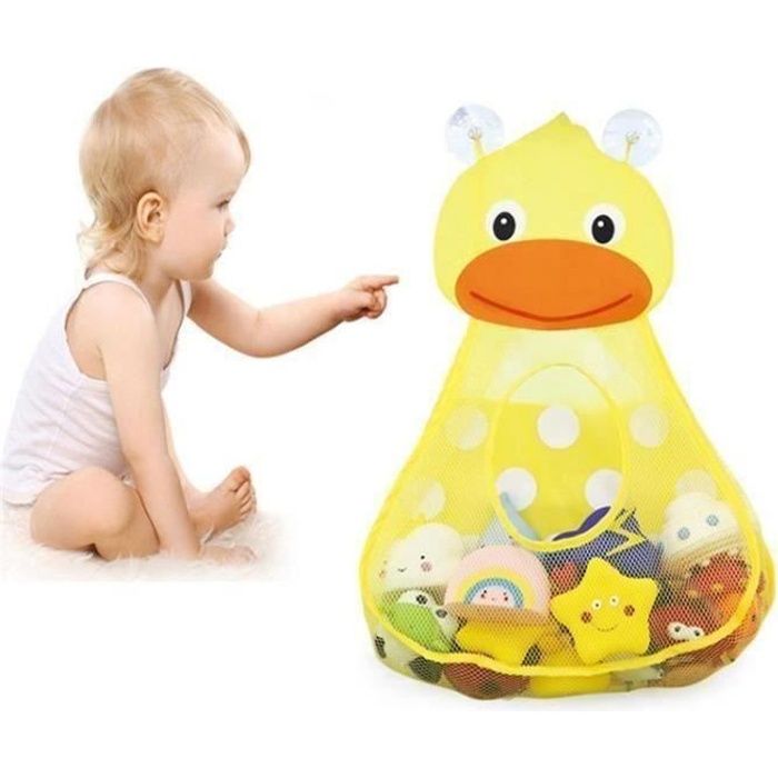 Rangement Filet Jouets Salle de Bain et Bain Support Ventouse Canard Mignon Sac de Rangement pour Jouets L01763