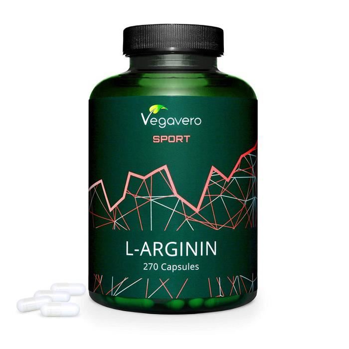 L – Arginine Vegavero Sport® - 700 mg - 270 Gélules - Pureté Certifiée- Complément Pre Workout - Pump et Croissance Musculaire –