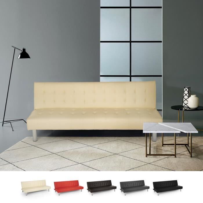 Canapé droit 2 places Beige Cuir Pas cher Moderne Confort