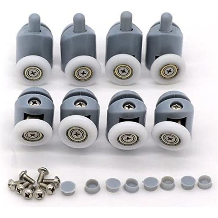 23mm 8 Pcs Galet Rouleau Roulette Roue pour Porte de Douche, Roulettes Coulissantes Porte Salle de Bain