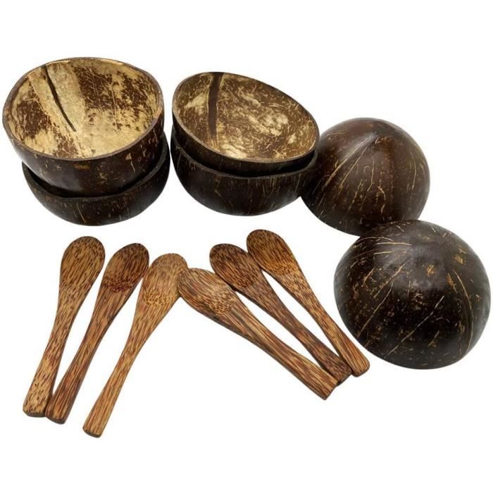 VIE SPN-Set-6 Mini Bols, Noix de Coco Naturelle, Taille Unique
