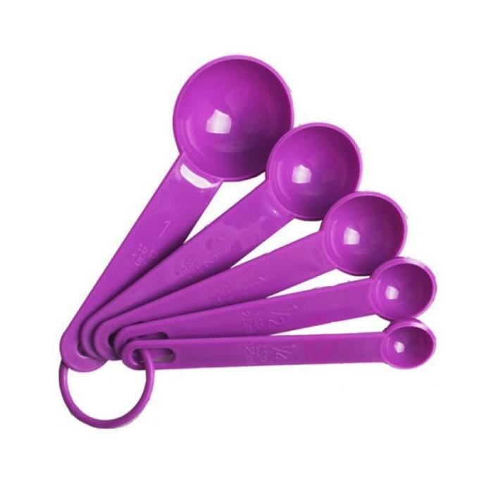Cuillère,Cuillères À mesurer 5 Pièces De haute Qualité En Plastique Cuillères À Mesurer Tasse Cuisine Échelle de - Type purple