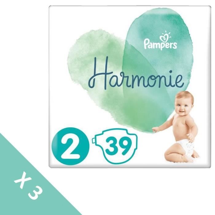PAMPERS Couches Harmonie pack 1 mois taille 2 4-8 kg - Soit 117 couches