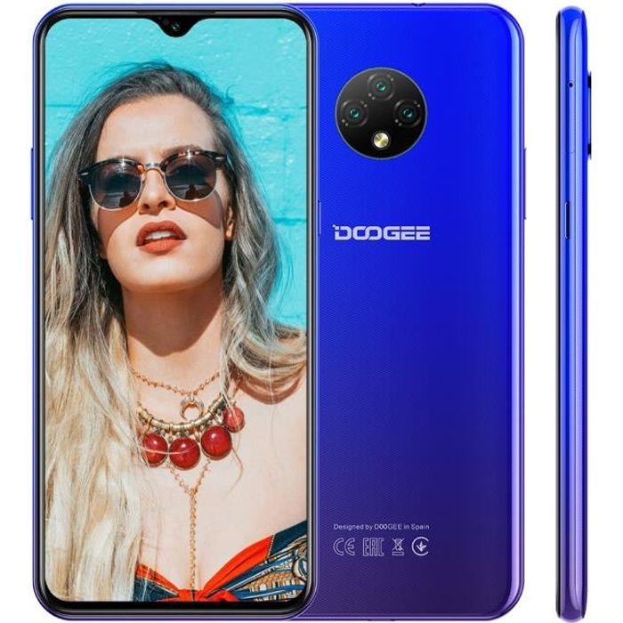 Smartphone 4G DOOGEE X95 6.52- 16 Go Caméras 13MP GPS Téléphone portable Pas cher Double SIM Bleu