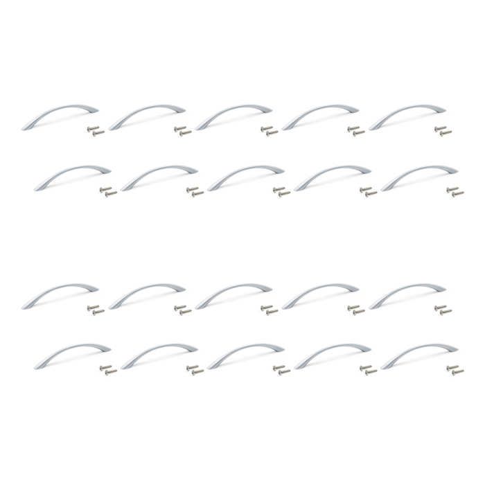 Lot de 20 poignées pour meuble Bombay Emuca en zamak finition gris métallisé avec entraxe 128 mm