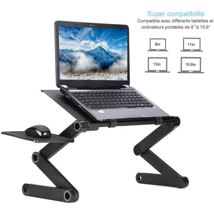 Support pour Ordinateur Portable -Table de Lit Pliable,Tablette Ergonomique - 360 °Réglable Support - pour Ordinateur Portable Livre