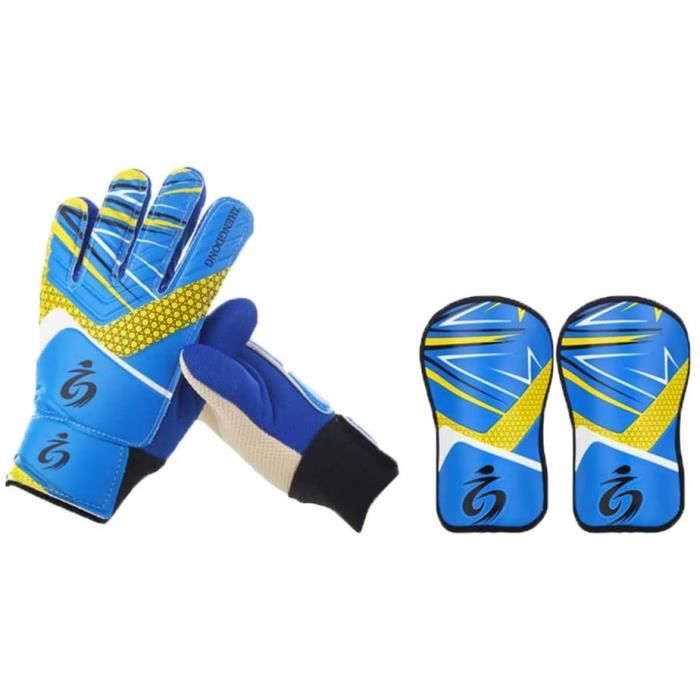 ensemble de protection pour gardien de but de football pour enfant comprenant 1 paire de protège-tibias et 1 paire de gants taille