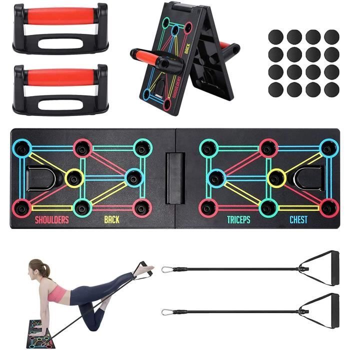NightyNine Push up Board Pliable, Planche à Pompe Musculation, Planche Pompes Multifonctionnelle avec Bandes de Résistance et Poign