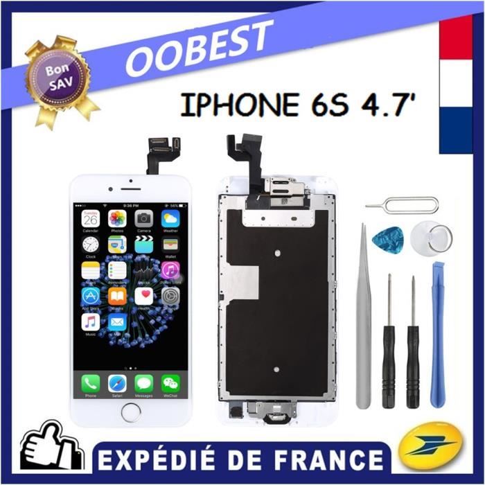 ECRAN IPHONE 6S LCD BLANC 4.7 + HOME CAMERA + VITRE TACTILE CHASSIS (Envoie sous 24H de FR)