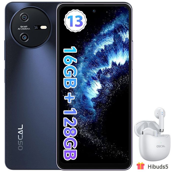 Smartphone 4G Blackview Oscal C60 4Go+32Go 6.52Pouces Quad Core 13MP+5MP 4780mAh Double SIM Téléphone portable Pas Cher - Noir