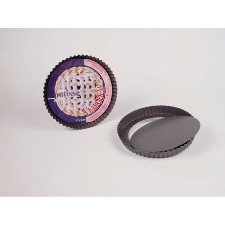 PATISSE Moule à tarte avec fond amovible antiadhésif en acier revêtu - Ø 28 cm - Gris foncé