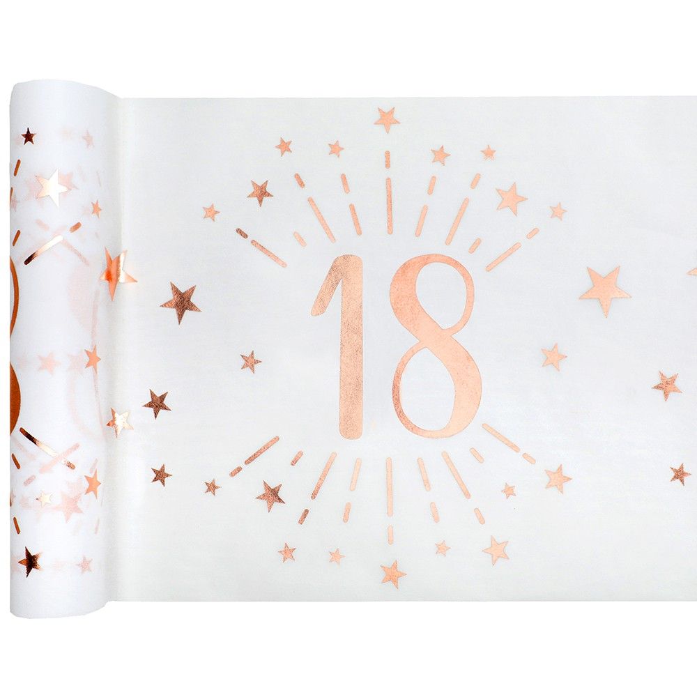 Chemin de table élégant anniversaire 18ans rose gold 30cm x 5m (x1) REF/7344