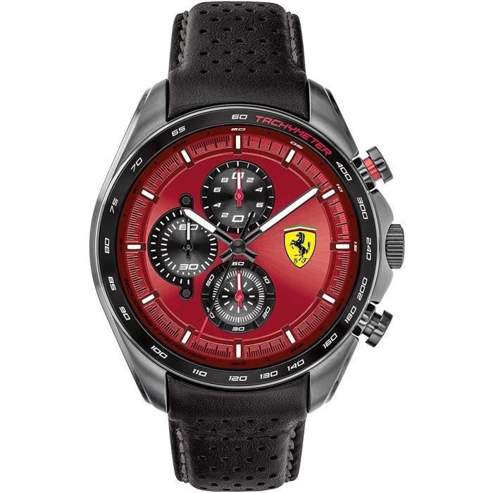 Scuderia Ferrari Homme Analogique Quartz Montre avec Bracelet en Cuir 0830650 7719