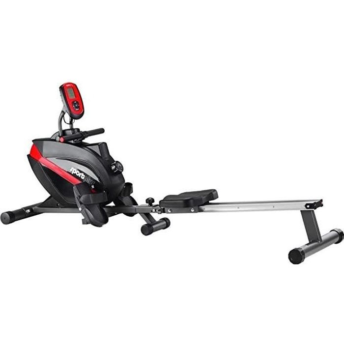 Rameur Pliable - SportPlus - SP-MR-008-B, Système de freinage magnétique, 8 niveaux de résistance, Silencieux, Rouge/Noir