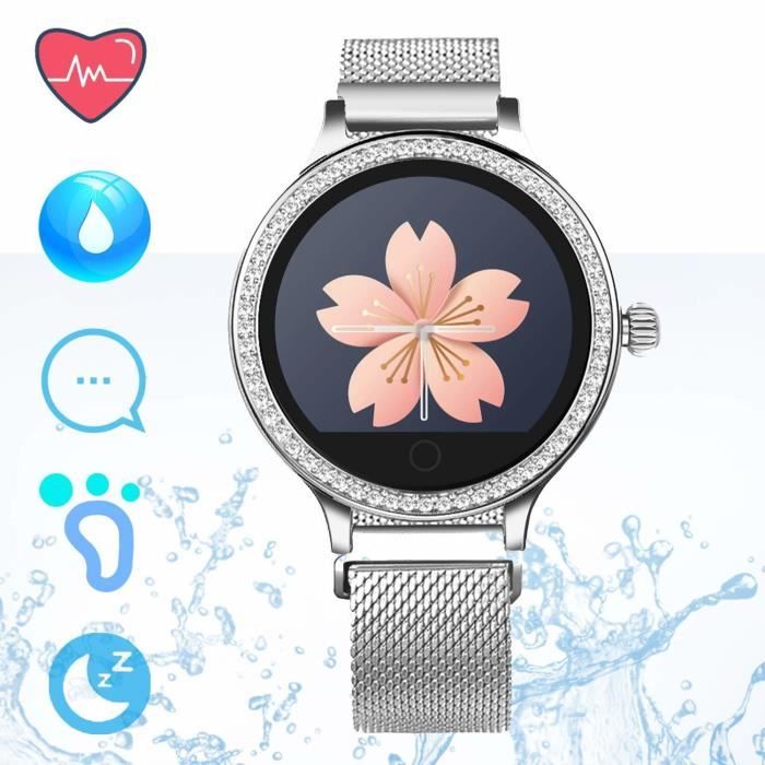 Montre Intelligente Femme - Montre Connectée Smartwatch Bluetooth IP68 Étanche Activité Tracker Moniteur de Sommeil Fréquence
