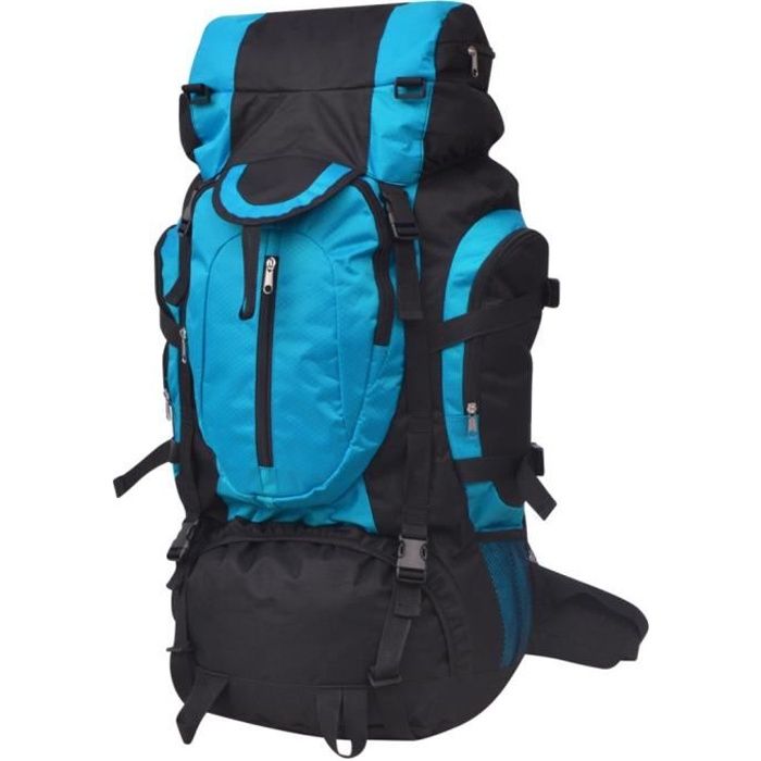 vidaXL Sac à dos de randonnée XXL 75 L Noir et bleu