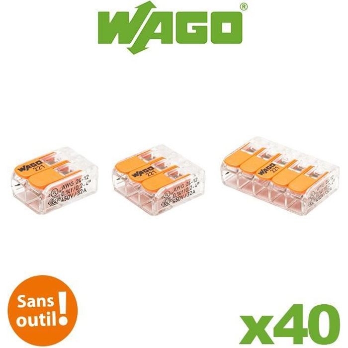 Wago - Blister panaché de 40 bornes de connexion automatique 2,3 et 5 entrées S221